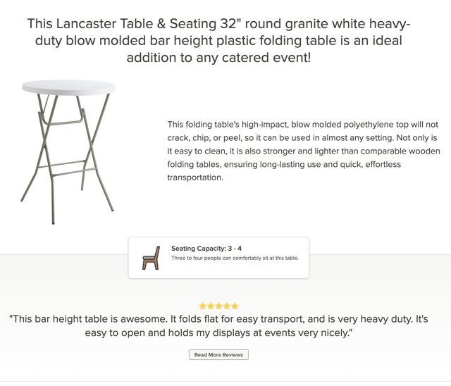 32 inch round granite white bar height folding cocktail tables available at Destiny Ranch Events
